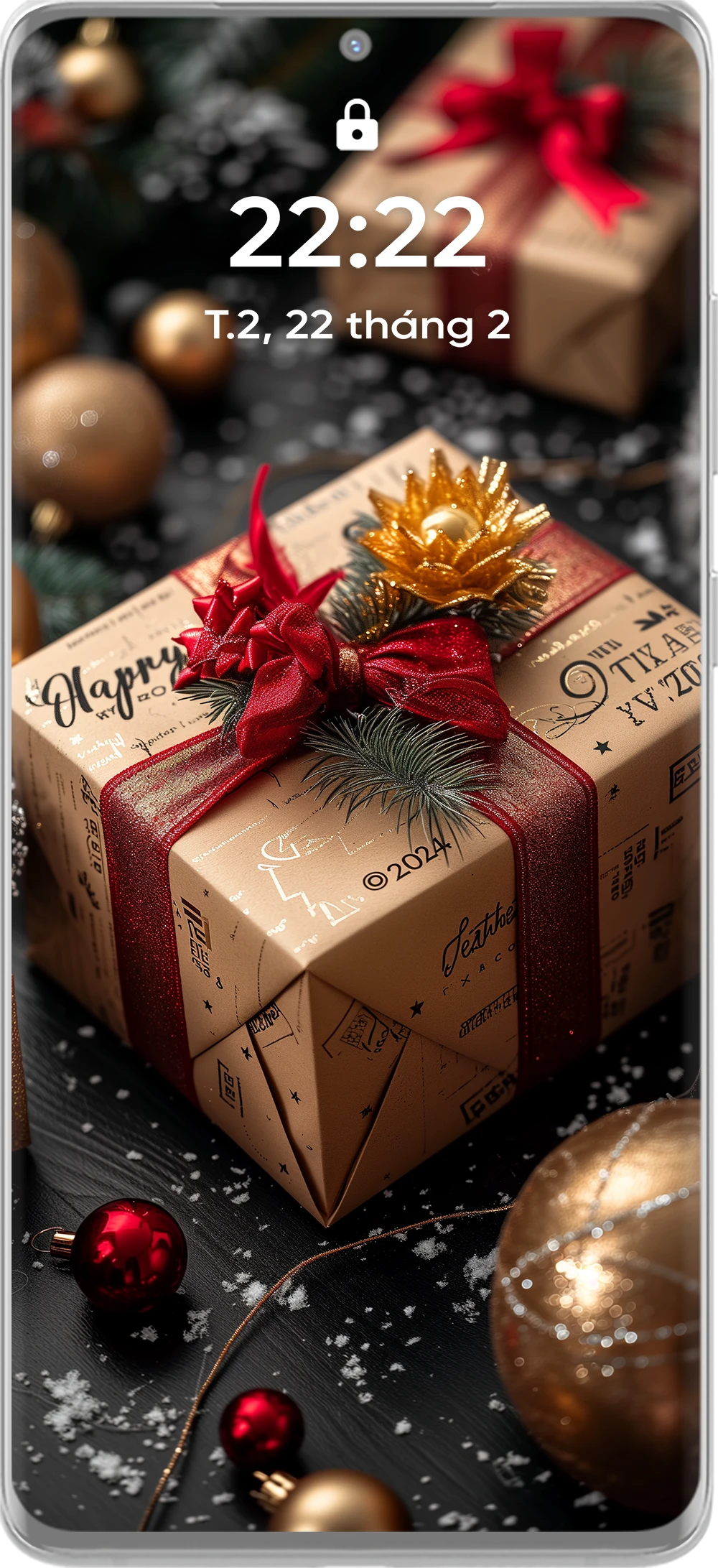 Pack Fond d'Écran Téléphone 4K Boîte Cadeau Nouvel An